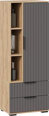 Шкаф-пенал ТриЯ Хилтон исп.2 (дуб крафт золотой/графит матовый) - фото