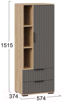 Шкаф-пенал ТриЯ Хилтон исп.2 (дуб крафт золотой/графит матовый)