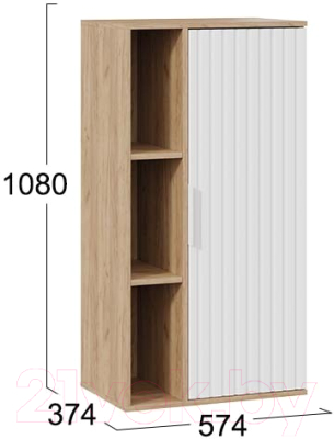 Шкаф навесной ТриЯ Хилтон (дуб крафт золотой/белый матовый)