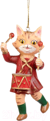 Елочная игрушка Goodwill Xmas 2023 Кошка с барабаном / MO 95218-2 - фото