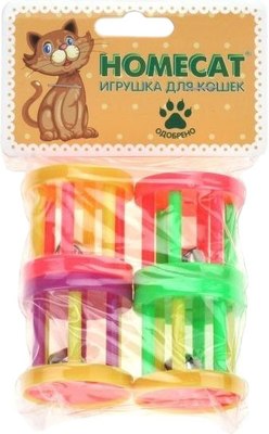 Набор игрушек для кошек Homecat Барабаны пластиковые с колокольчиком / 72360 - фото