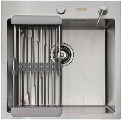 Мойка кухонная Arfeka Eco AR 50x50 + CL AR + DS AR (сатин, с дозатором и коландером)