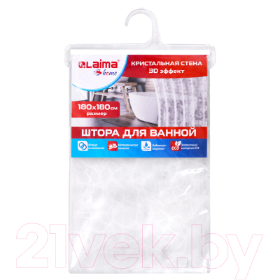 Шторка-занавеска для ванны Laima Home. Crystal Wall / 608451
