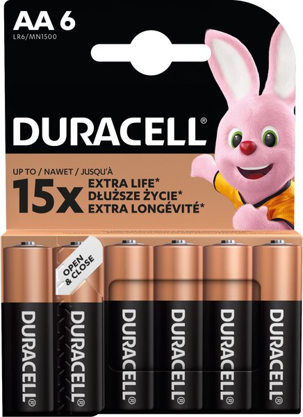 Комплект батареек Duracell LR6/MN1500/AA 6BL  - фото