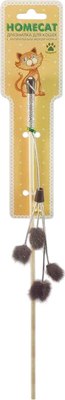 Игрушка для кошек Homecat Дразнилка Помпоны из норки на резинкке / 71129 - фото