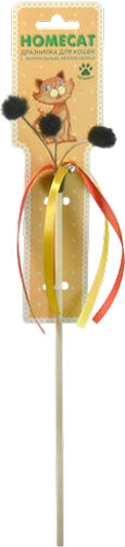 Игрушка для кошек Homecat Дразнилка Норковые помпоны с лентами / 71139 - фото