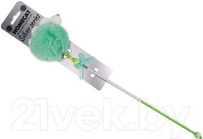 Игрушка для кошек Homecat Silver Series Дразнилка Помпон с бусинками / 78414 - фото