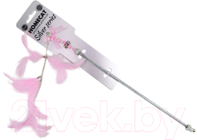 Игрушка для кошек Homecat Silver Series Дразнилка Удочка из перьев / 78417 - фото