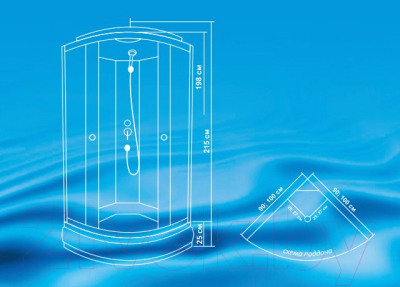 Душевая кабина Водный мир ВМ243 90x90 (белый мрамор)