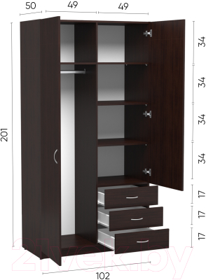 Шкаф Involux Престон 226H001 (венге)