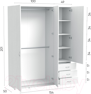 Шкаф Involux Престон 226H002 (белый структурный)