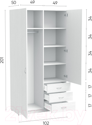 Шкаф Involux Престон 226H011 (белый структурный)