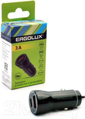 Адаптер питания автомобильный Ergolux ELX-CA01-C02
