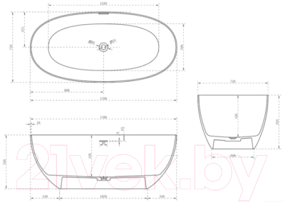 Ванна из искусственного камня Abber Stein AS9624-1.7