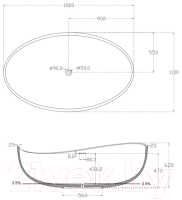 Ванна из искусственного камня Abber Stein AS9639