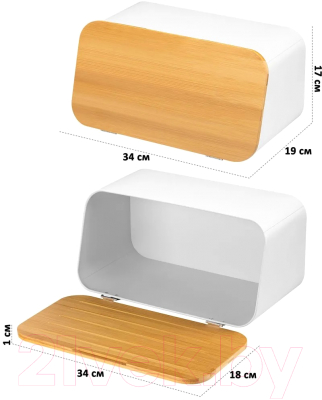 Хлебница Elan Gallery С бамбуковой крышкой-доской / 240398