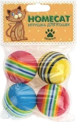 Набор игрушек для кошек Homecat Мячи радужные Гремящие / 72358 - фото