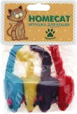 Набор игрушек для кошек Homecat Мышки плюшевые Гремящие / 72351 - фото