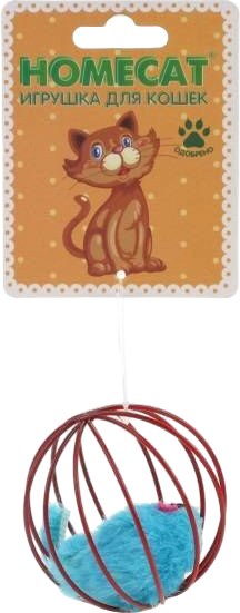 Игрушка для кошек Homecat Мышка в проволочном шаре / 72337 - фото