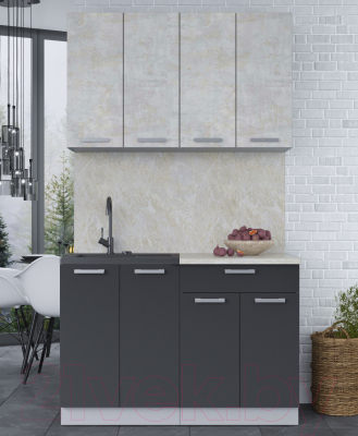 Кухонный гарнитур Интерлиния Мила Лайт 1.2 (бетон лайт/антрацит/опал светлый)