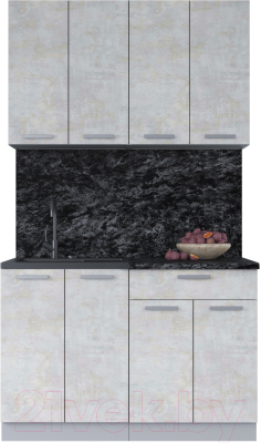 Кухонный гарнитур Интерлиния Мила Лайт 1.2 (бетон лайт/бетон лайт/кастилло темный) - фото