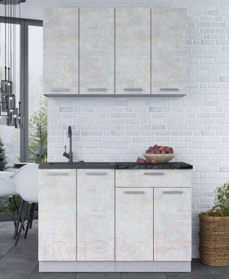 Кухонный гарнитур Интерлиния Мила Лайт 1.2 (бетон лайт/бетон лайт/кастилло темный)