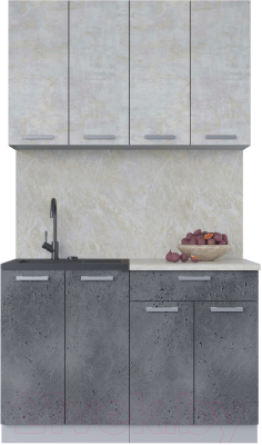 Кухонный гарнитур Интерлиния Мила Лайт 1.2 (бетон лайт/бетон портленд/опал светлый) - фото