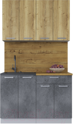 Кухонный гарнитур Интерлиния Мила Лайт 1.2 (дуб золотой/бетон портленд/дуб бунратти) - фото