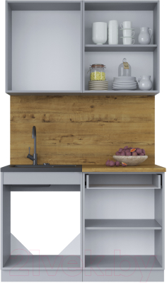 Кухонный гарнитур Интерлиния Мила Лайт 1.2 (персидский жемчуг/дуб веллингтон/серый каспий)