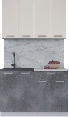 Кухонный гарнитур Интерлиния Мила Лайт 1.2 (персидский жемчуг/бетон портленд/серый каспий) - фото