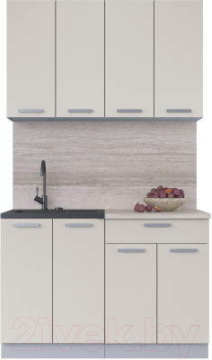 Кухонный гарнитур Интерлиния Мила Лайт 1.2 (персидский жемчуг/персидский жемчуг/травертин серый) - фото