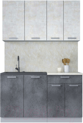 Кухонный гарнитур Интерлиния Мила Лайт 1.4 (бетон лайт/бетон портленд/опал светлый) - фото