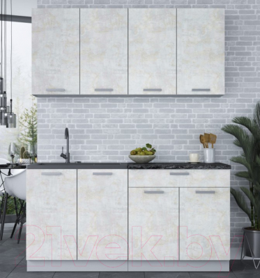 Кухонный гарнитур Интерлиния Мила Лайт 1.6 (бетон лайт/бетон лайт/кастилло темный)