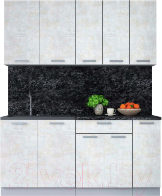 Кухонный гарнитур Интерлиния Мила Лайт 1.7 (бетон лайт/бетон лайт/кастилло темный) - фото