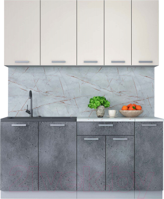 Кухонный гарнитур Интерлиния Мила Лайт 1.7 (персидский жемчуг/бетон портленд/серый каспий) - фото