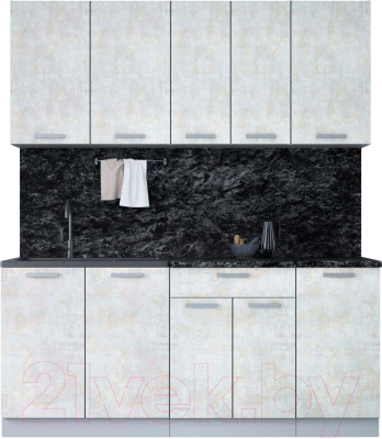 Кухонный гарнитур Интерлиния Мила Лайт 1.8 (бетон лайт/бетон лайт/кастилло темный) - фото