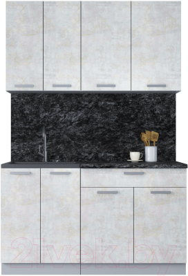 Кухонный гарнитур Интерлиния Мила Лайт 1.4-60 (бетон лайт/бетон лайт/кастилло темный) - фото