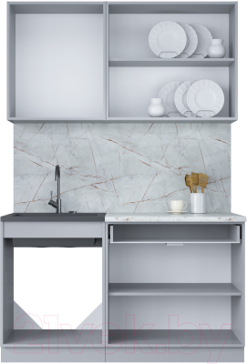 Кухонный гарнитур Интерлиния Мила Лайт 1.4-60 (бетон лайт/дуб золотой/опал светлый)