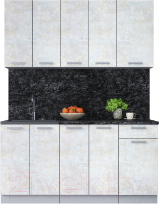 Кухонный гарнитур Интерлиния Мила Лайт 1.6-60 (бетон лайт/бетон лайт/кастилло темный) - фото