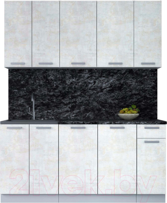 Кухонный гарнитур Интерлиния Мила Лайт 1.7-60 (бетон лайт/бетон лайт/кастилло темный) - фото