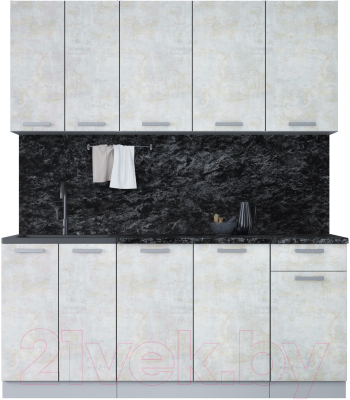 Кухонный гарнитур Интерлиния Мила Лайт 1.8-60 (бетон лайт/бетон лайт/кастилло темный) - фото