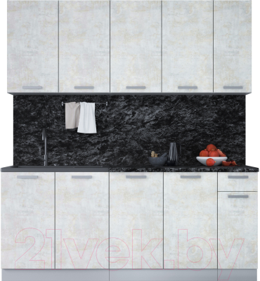 Кухонный гарнитур Интерлиния Мила Лайт 1.9 (бетон лайт/бетон лайт/кастилло темный) - фото