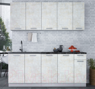 Кухонный гарнитур Интерлиния Мила Лайт 1.9 (бетон лайт/бетон лайт/кастилло темный)
