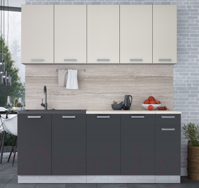 Кухонный гарнитур Интерлиния Мила Лайт 1.9 (персидский жемчуг/антрацит/травертин серый)