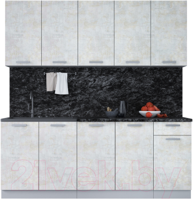Кухонный гарнитур Интерлиния Мила Лайт 2.0 (бетон лайт/бетон лайт/кастилло темный) - фото