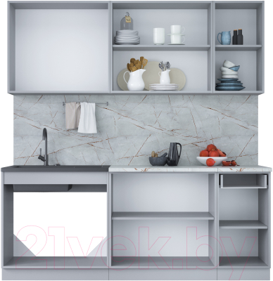 Кухонный гарнитур Интерлиния Мила Лайт 2.0 (персидский жемчуг/дуб веллингтон/серый каспий)