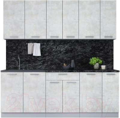 Кухонный гарнитур Интерлиния Мила Лайт 2.1 (бетон лайт/бетон лайт/кастилло темный) - фото