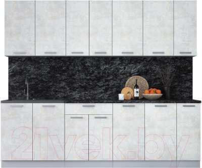 Кухонный гарнитур Интерлиния Мила Лайт 2.5 (бетон лайт/бетон лайт/кастилло темный) - фото