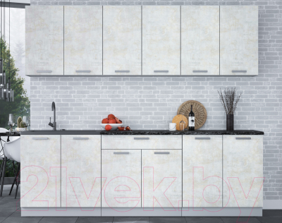 Кухонный гарнитур Интерлиния Мила Лайт 2.4 (бетон лайт/бетон лайт/кастилло темный)