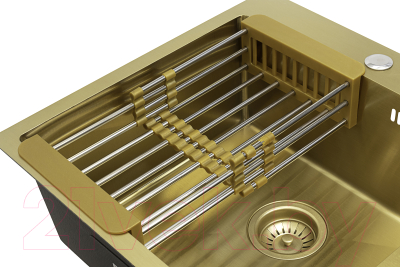 Мойка кухонная Arfeka Eco AR 60x50 + CL AR + DS AR (золото, с дозатором и коландером)